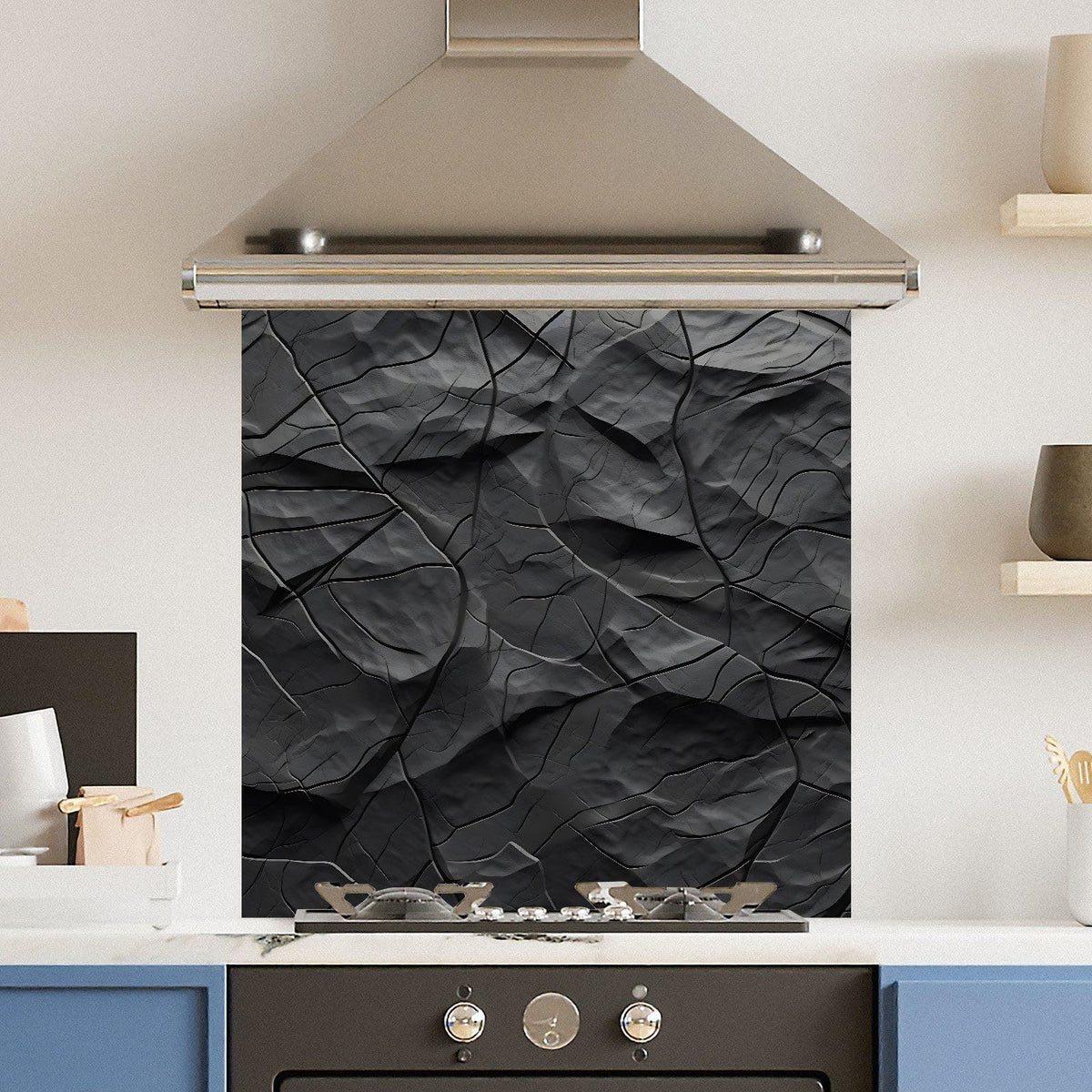 Abstract Black — Toughened Glass Kitchen Splashback