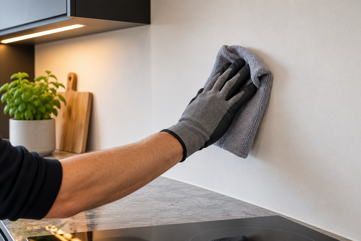 Cleaning and preparing a wall before installing a kitchen splashback