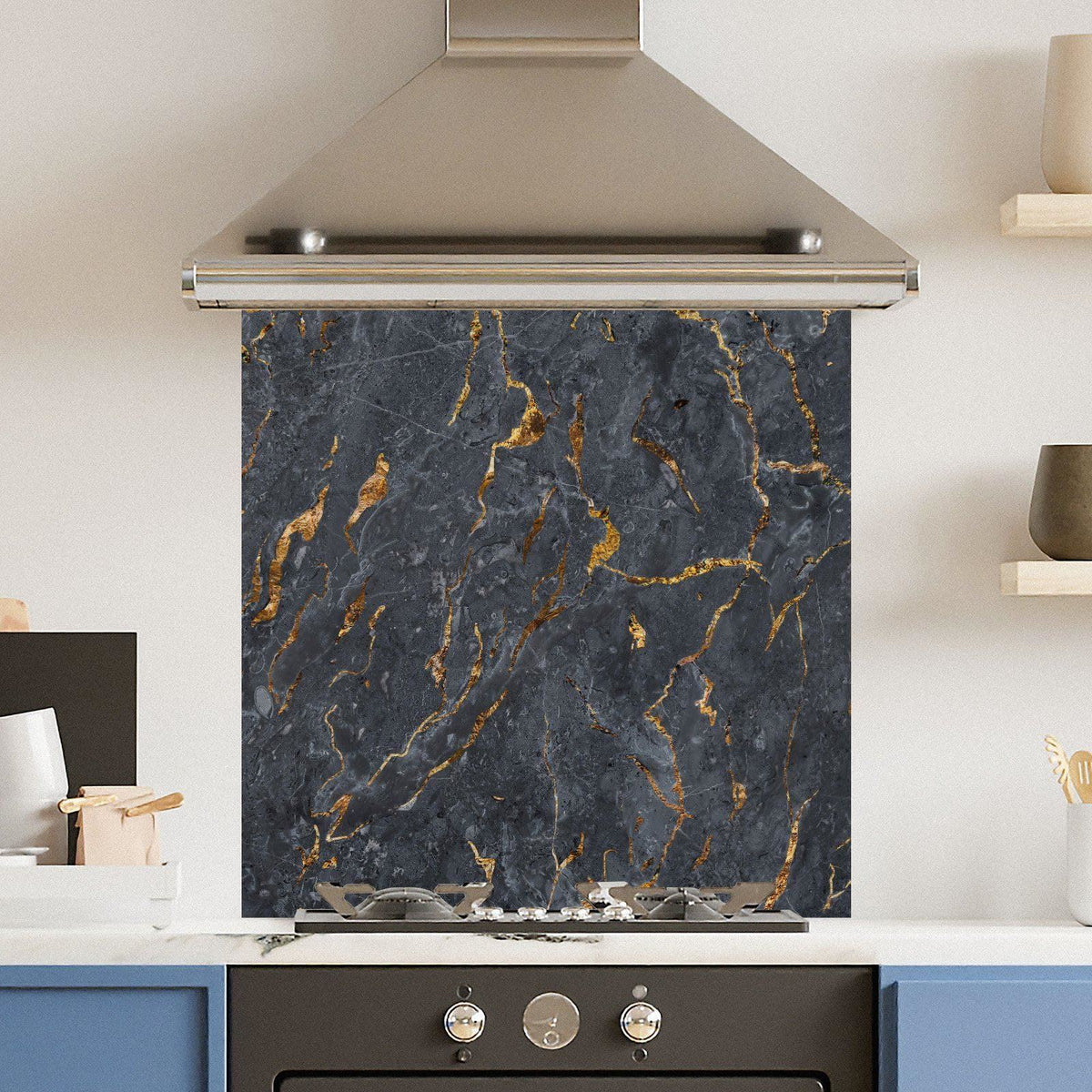Black Marble — Toughened Glass Kitchen Splashback