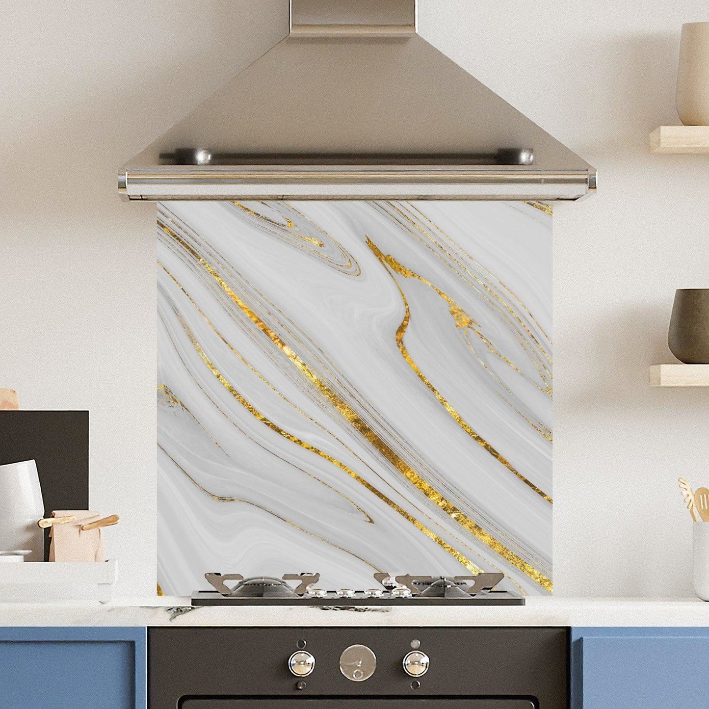 Premium Various Sizes White Gold Quartz 6mm Glass Toughened Kitchen Splashback