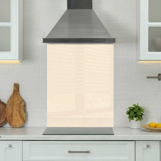 Premium x 75 cm Cream Glass 6mm Kitchen Splashback Heat Resistant Toughened Polished Edges - Back Splash Back Coloured Hob Painted Tempered Splashback