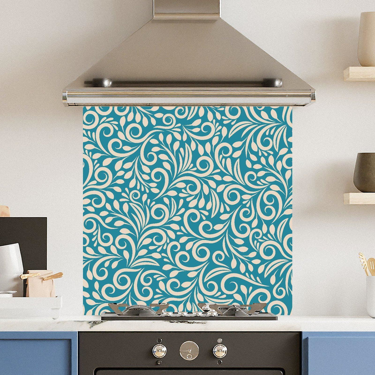 Floral Pattern — Toughened Glass Kitchen Splashback