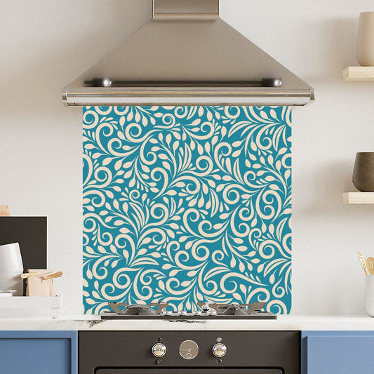 Premium Various Sizes Floral Pattern 6mm Glass Toughened Kitchen Splashback