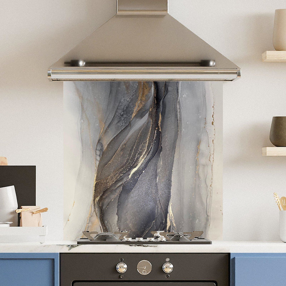 Blue Marble — Toughened Glass Kitchen Splashback