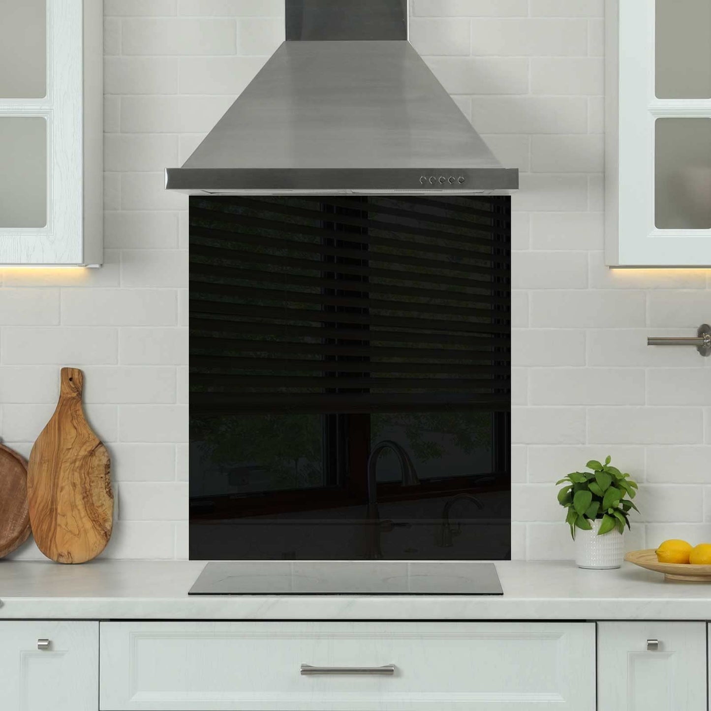 Black - Toughened Glass Kitchen Splashback