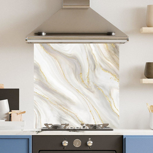 Premium Various Sizes Gold Marble 6mm Glass Toughened Kitchen Splashback