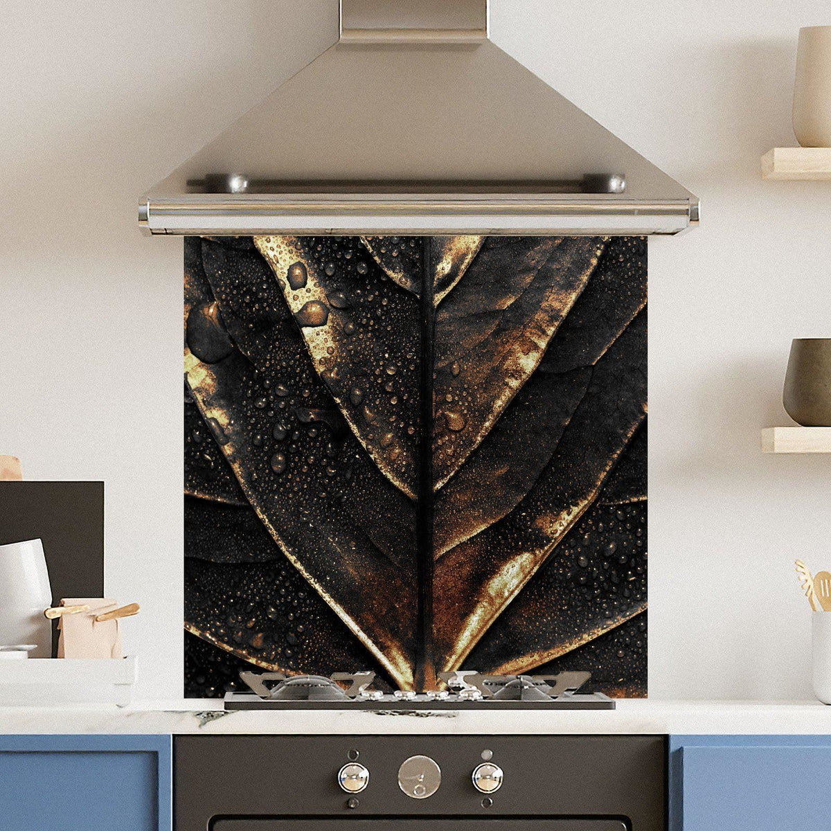 Gold Black — Toughened Glass Kitchen Splashback