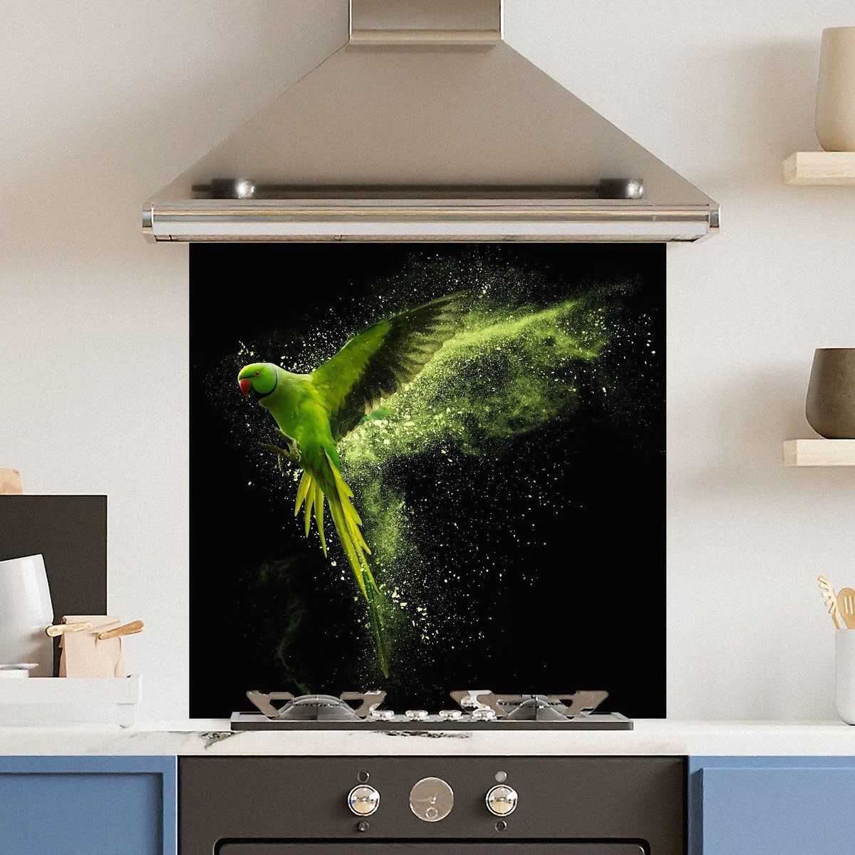 Green Parrot — Toughened Glass Kitchen Splashback