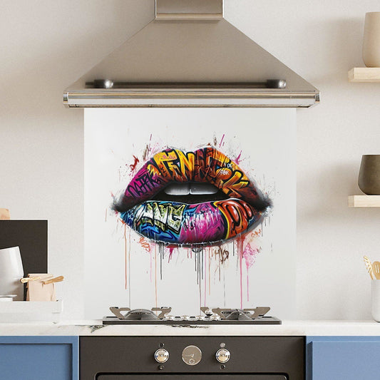 Premium Various Sizes Colourful Lips 6mm Glass Toughened Kitchen Splashback