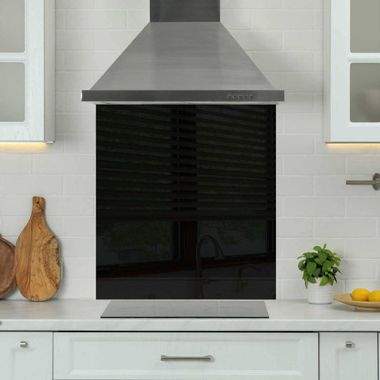 Premium 90 x 75cm Black 6mm Glass Toughened Kitchen Splashback