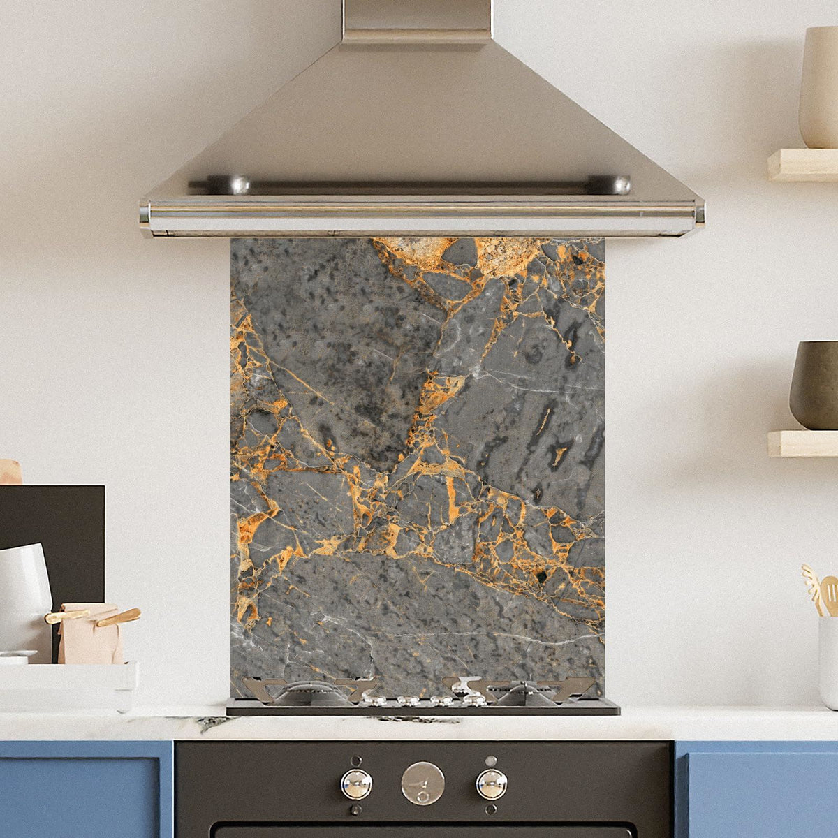 Grey Gold Marble — Toughened Glass Kitchen Splashback