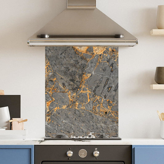 Grey Gold Marble — Toughened Glass Kitchen Splashback