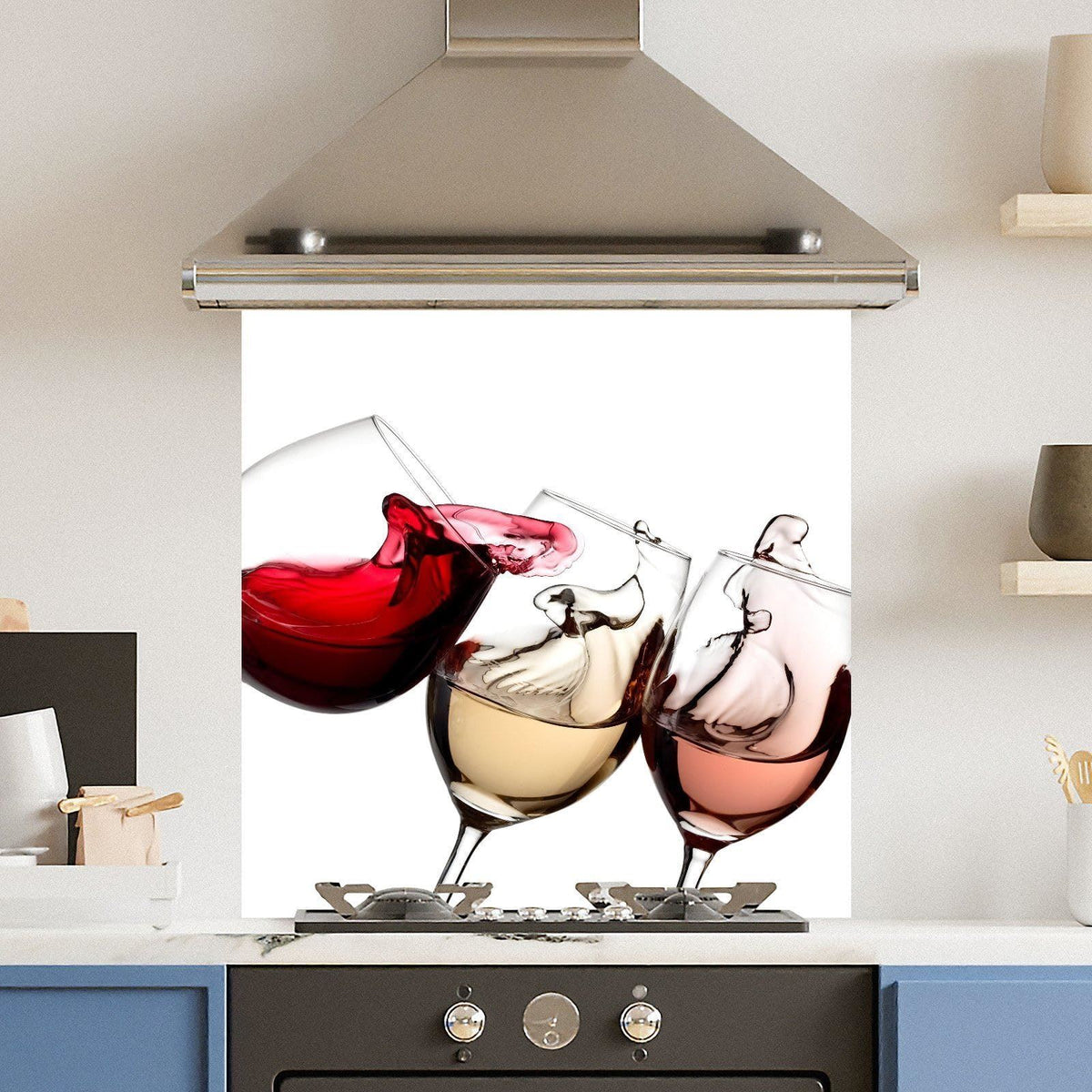 White Wine Glasses — Toughened Glass Kitchen Splashback