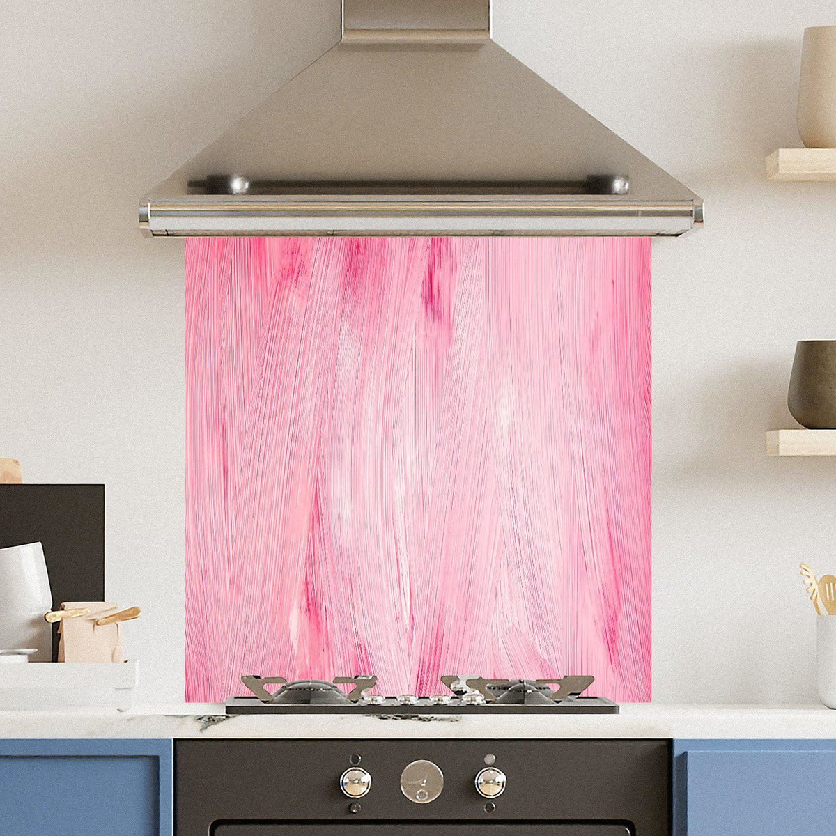 Pink Brush Stroke — Toughened Glass Kitchen Splashback