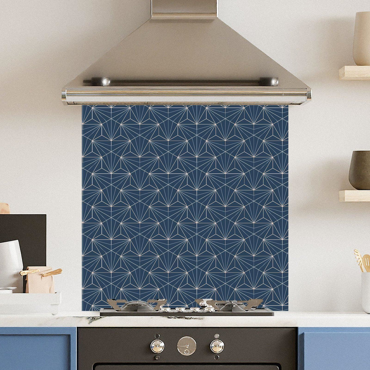 Blue Gold Pattern — Toughened Glass Kitchen Splashback