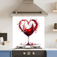 Premium Various Sizes Red Wine Heart 6mm Glass Toughened Kitchen Splashback