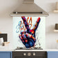 Premium Various Sizes Colourful Peace 6mm Glass Toughened Kitchen Splashback