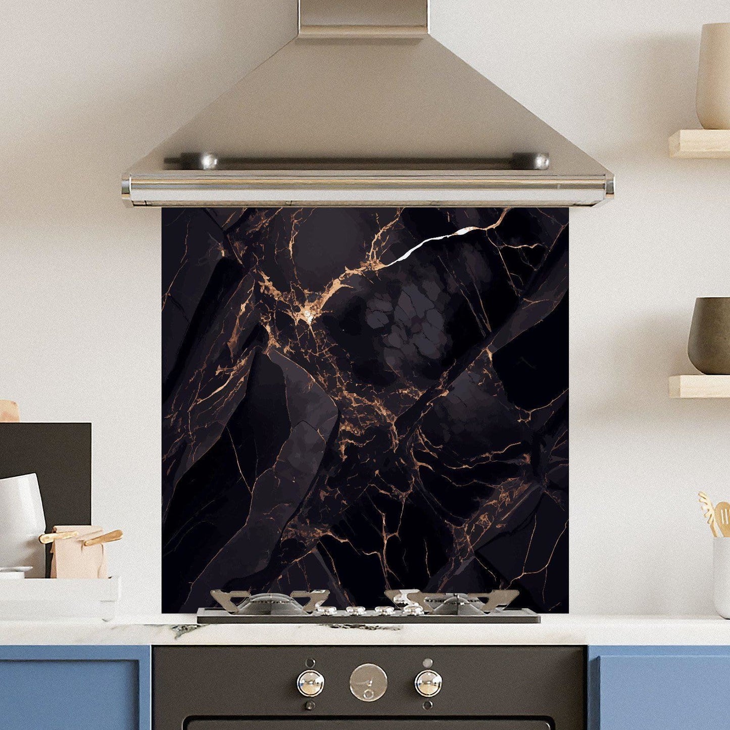 Premium Various Sizes Dark Marble 6mm Glass Toughened Kitchen Splashback