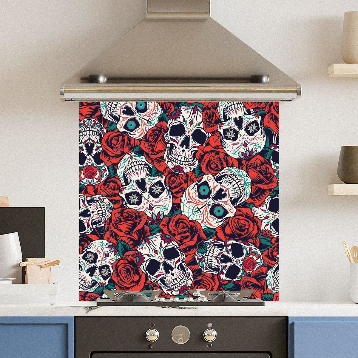 Red Skulls — Toughened Glass Kitchen Splashback
