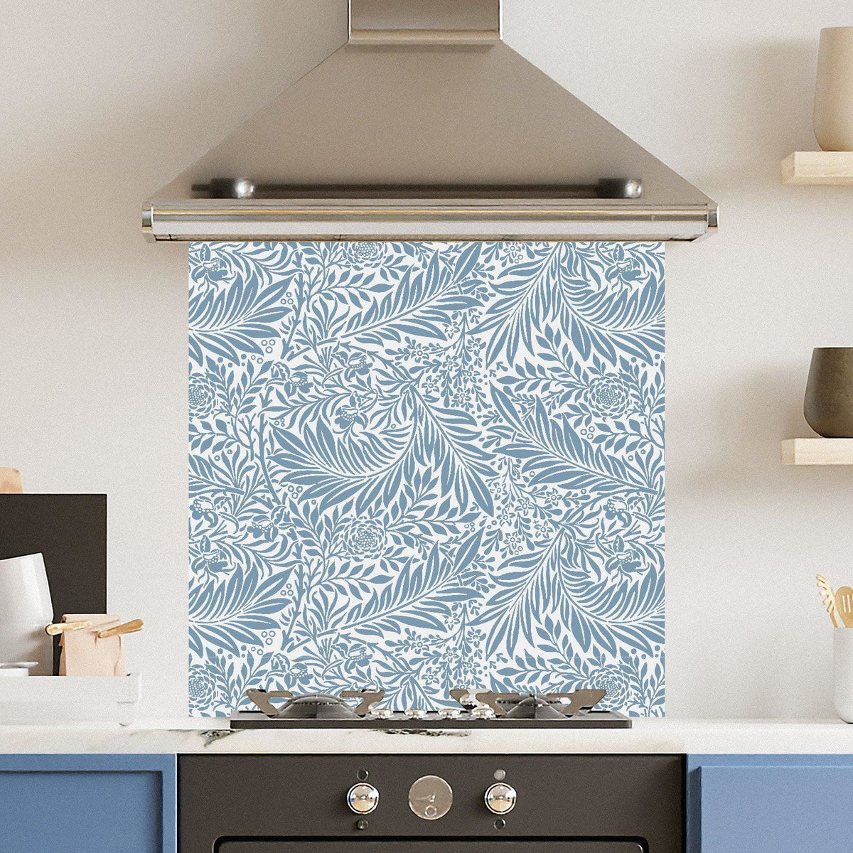 Blue Floral — Toughened Glass Kitchen Splashback