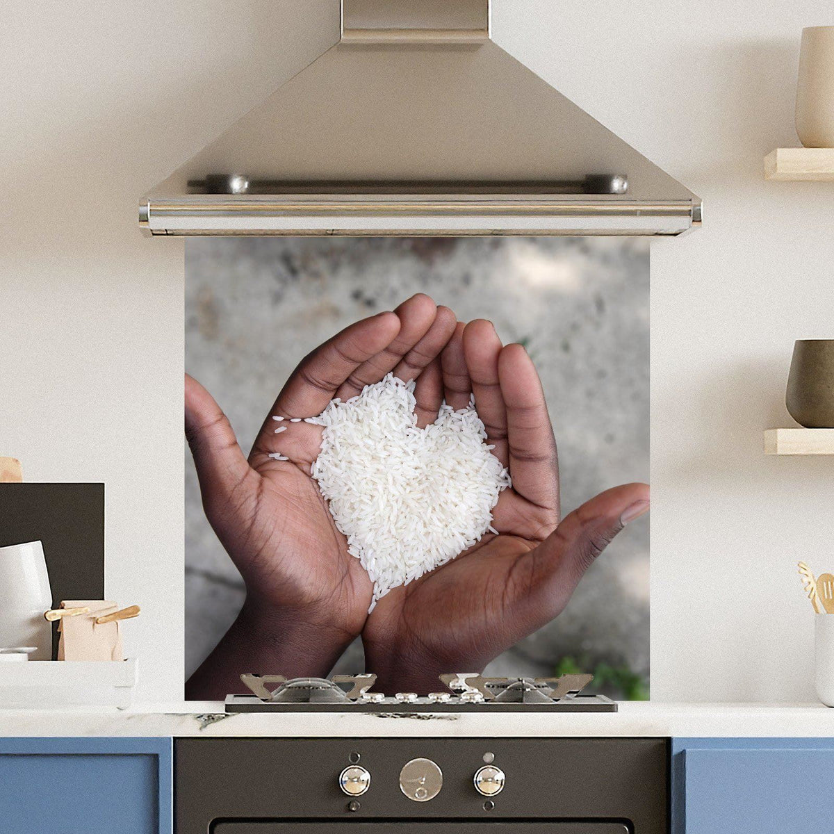Rice Heart — Toughened Glass Kitchen Splashback