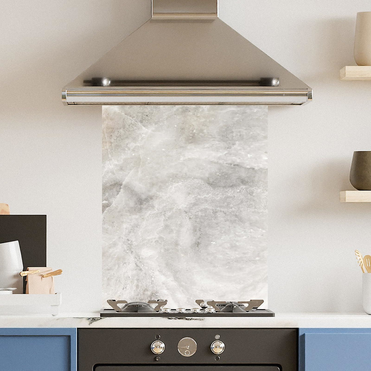 White Marble — Toughened Glass Kitchen Splashback
