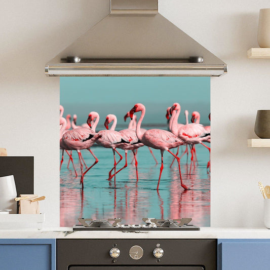 Premium Various Sizes Flamingo 6mm Glass Toughened Kitchen Splashback