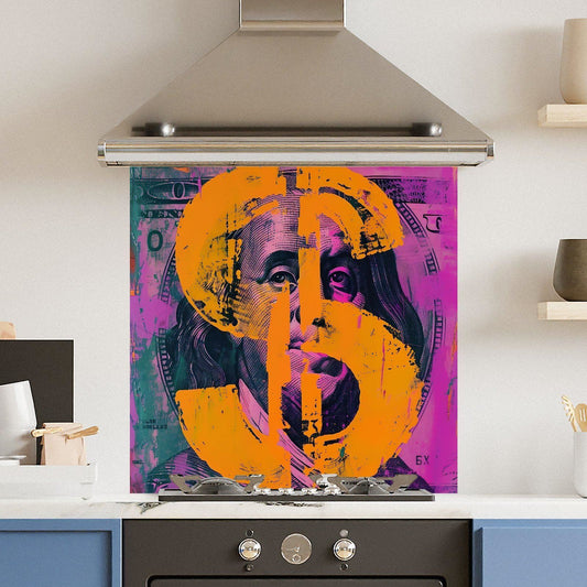 Premium Various Sizes Vibrant Dollar 6mm Glass Toughened Kitchen Splashback