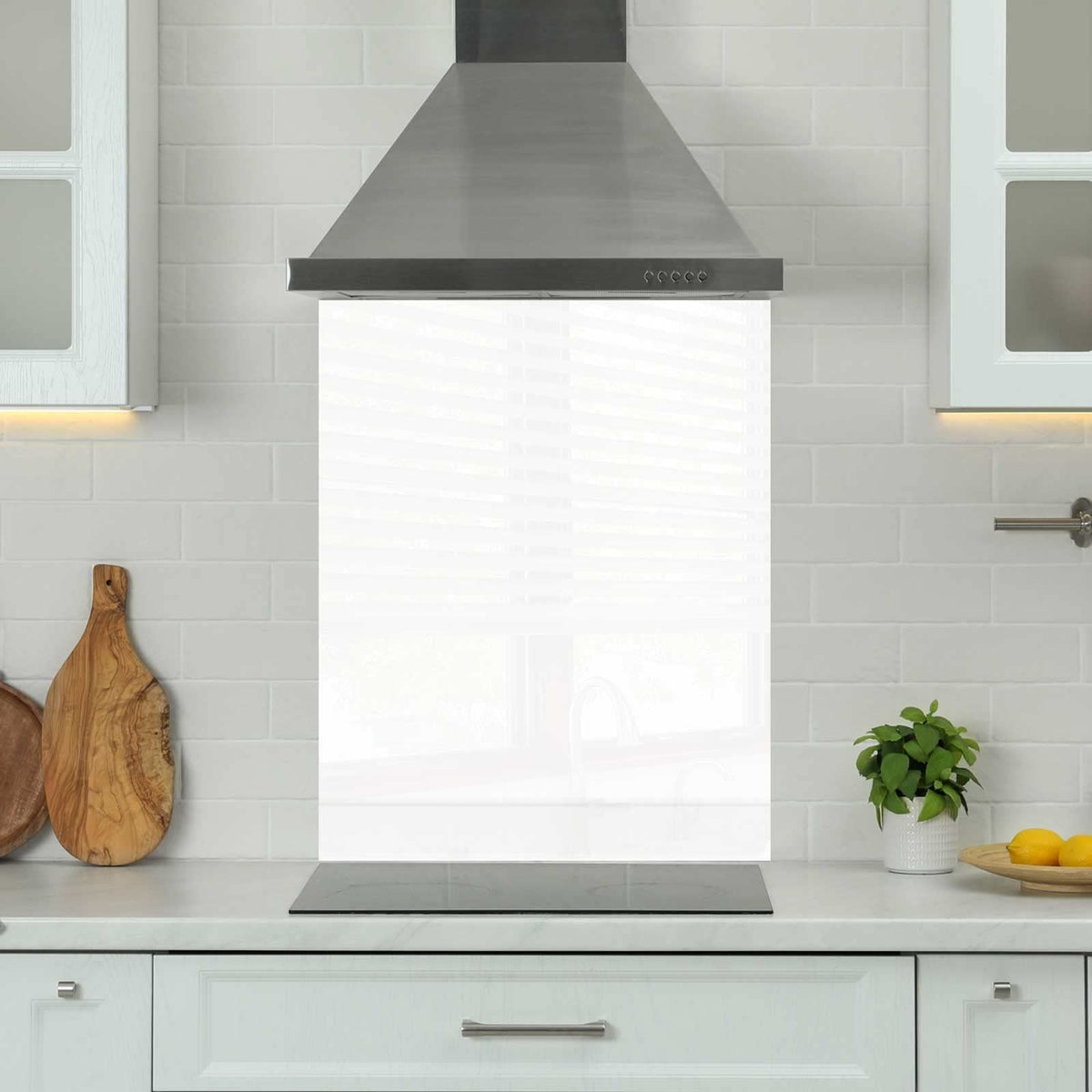 White — Toughened Glass Kitchen Splashback