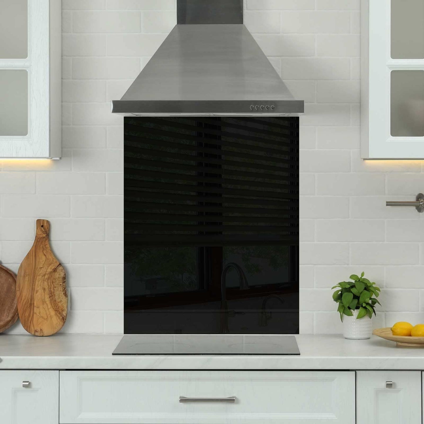 Black - Toughened Glass Kitchen Splashback