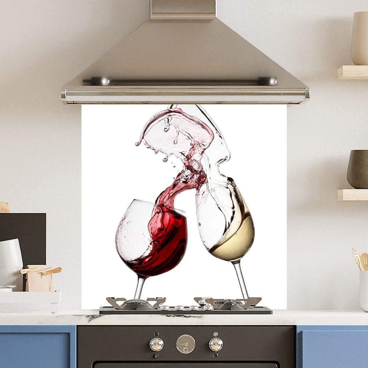 White Wine Glasses — Toughened Glass Kitchen Splashback