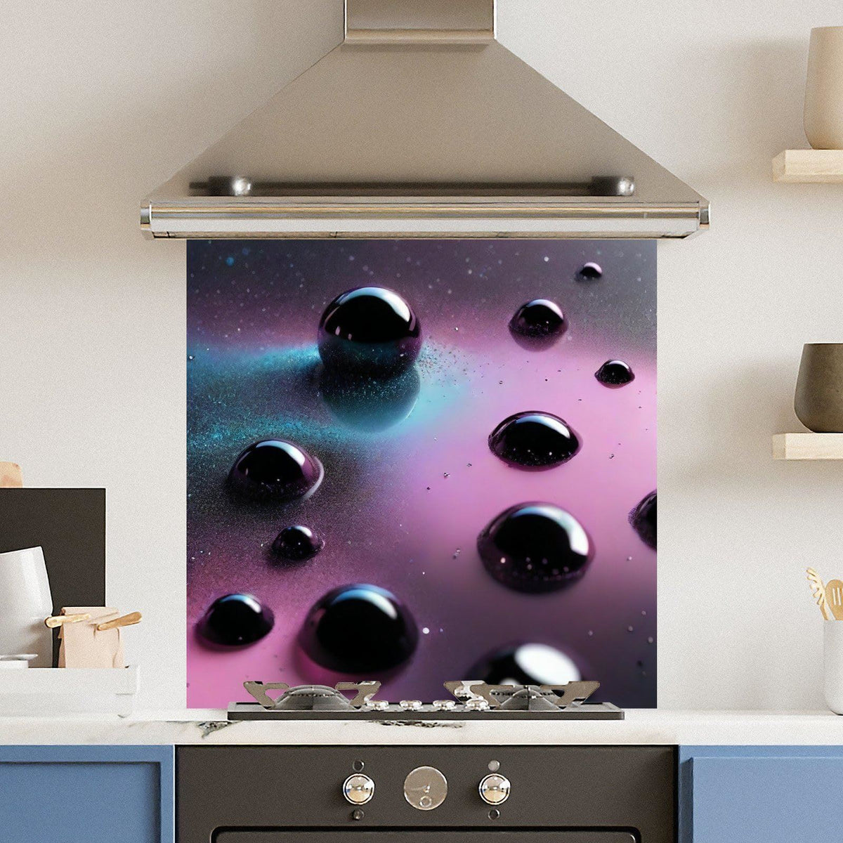 Purple Drops — Toughened Glass Kitchen Splashback