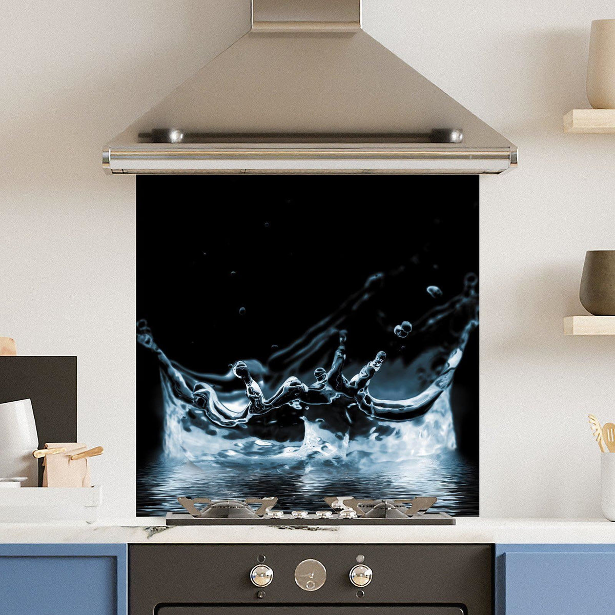 Water Splash — Toughened Glass Kitchen Splashback