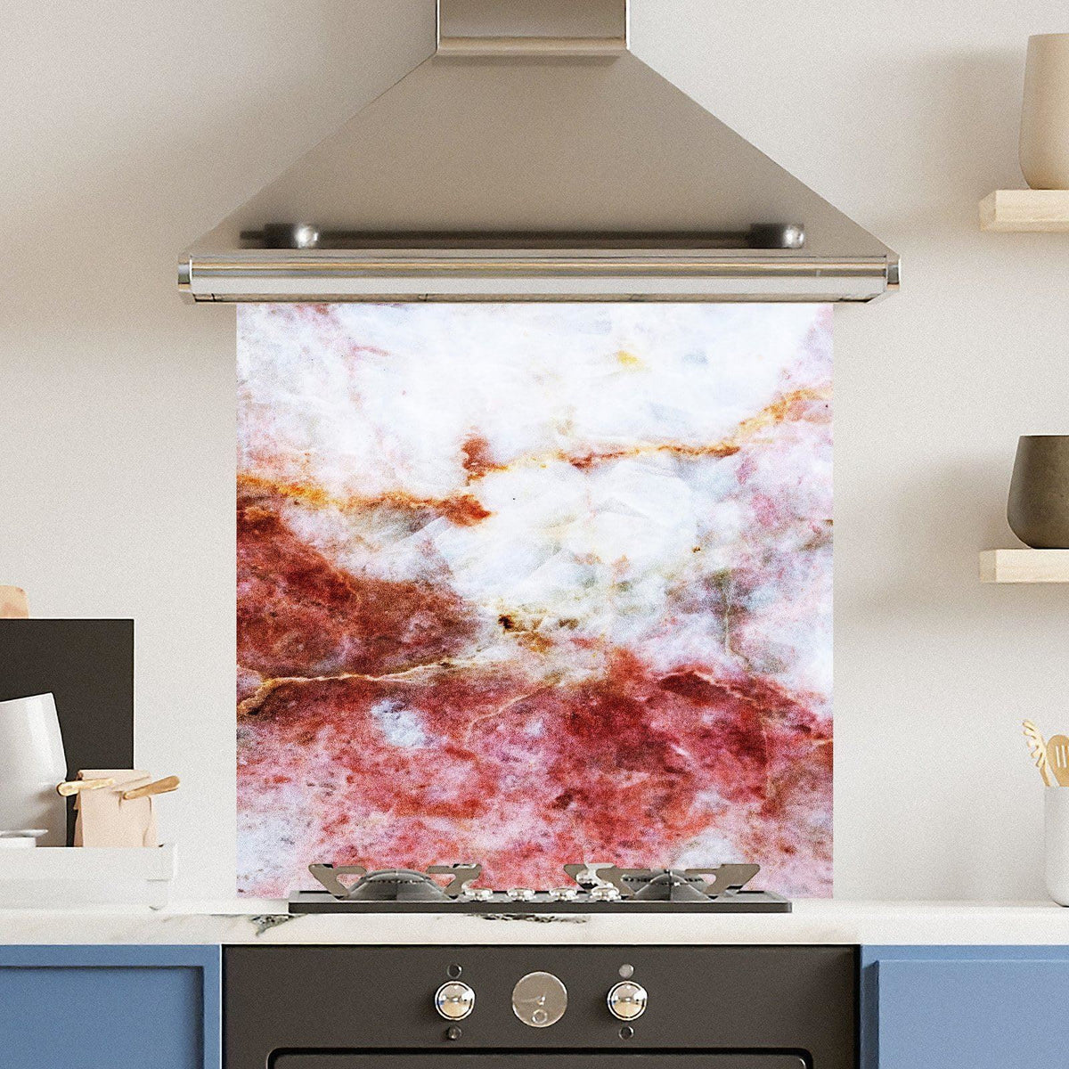 Red Gold Marble — Toughened Glass Kitchen Splashback