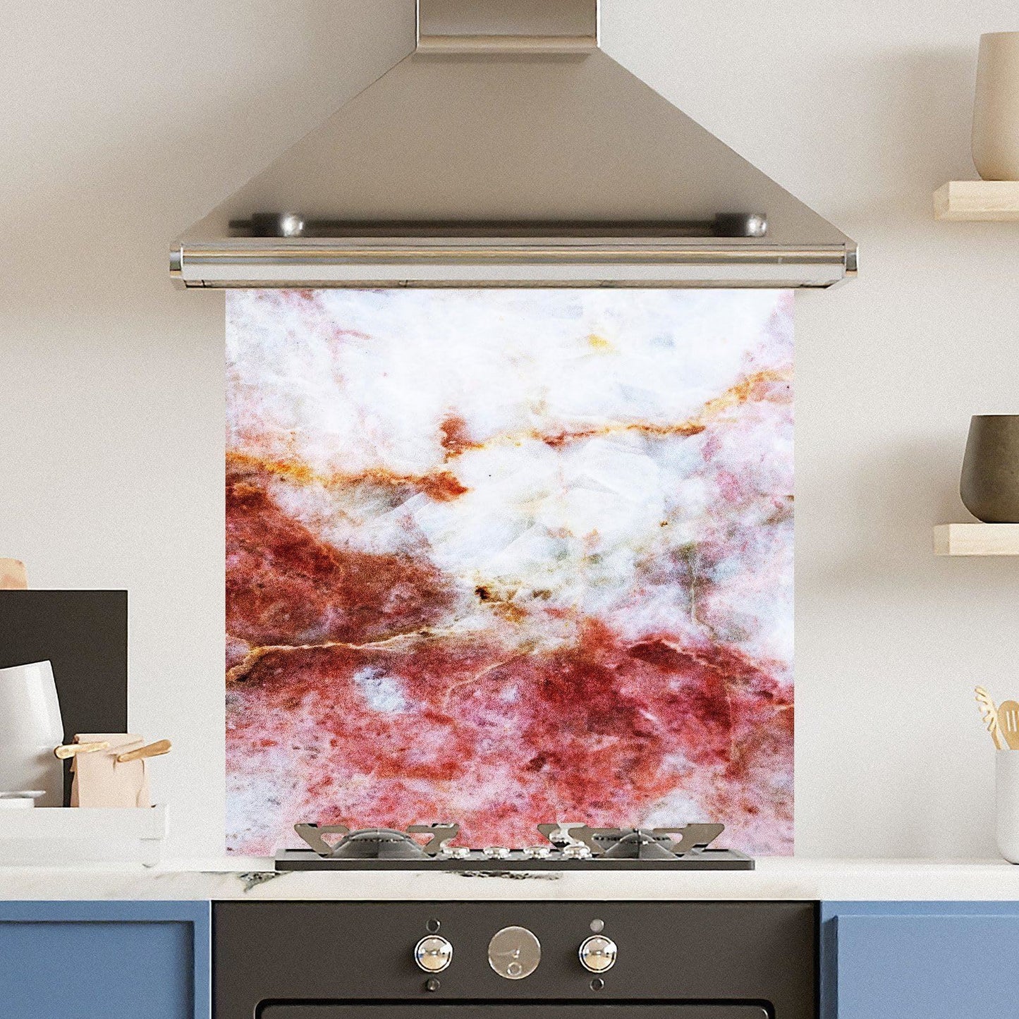 Red Gold Marble — Toughened Glass Kitchen Splashback