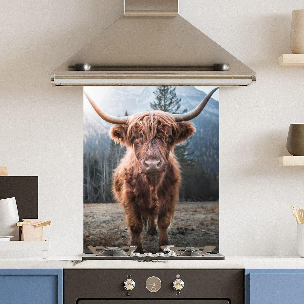 Highland Cow — Toughened Glass Kitchen Splashback