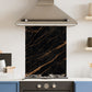 Premium Various Sizes Black Gold Marble 6mm Glass Toughened Kitchen Splashback
