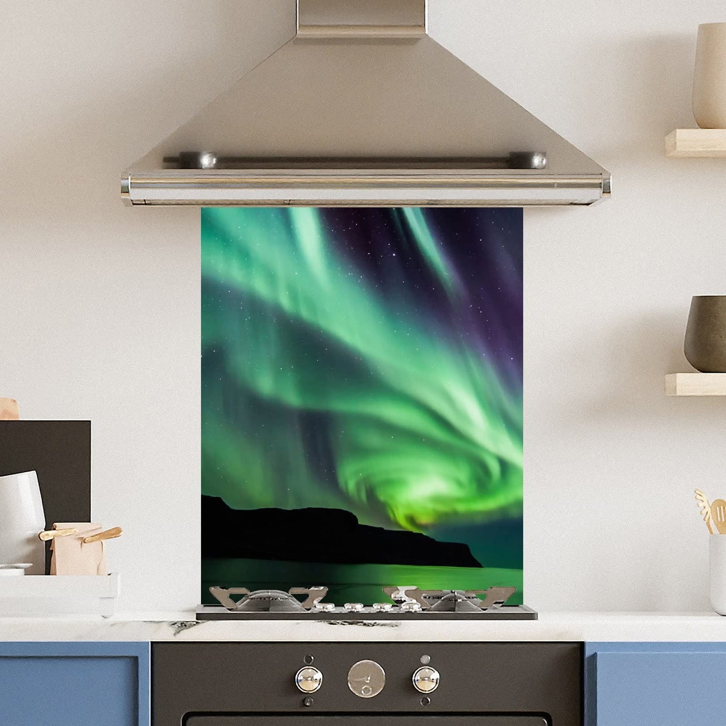 Premium Various Sizes Northern Lights 6mm Glass Toughened Kitchen Splashback