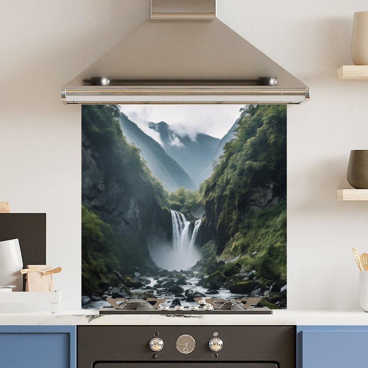 Waterfall Landscape — Toughened Glass Kitchen Splashback